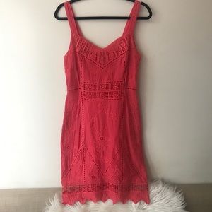 Yoana Baraschi Pink Coral Sleeveless Lace Dress